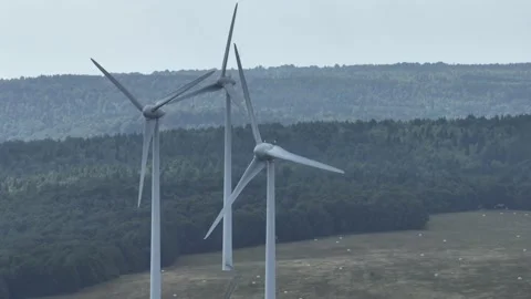 Wind Mill Turbines spinning in wind Video stock 209156812