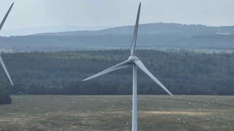 Wind Mill Turbines spinning in wind Video stock 209156827