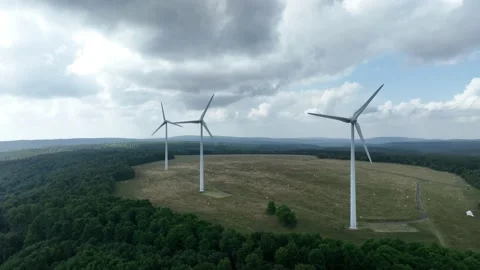 Wind Mill Turbines spinning in wind Video stock 209156830