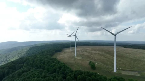 Wind Mill Turbines spinning in wind Video stock 209156834