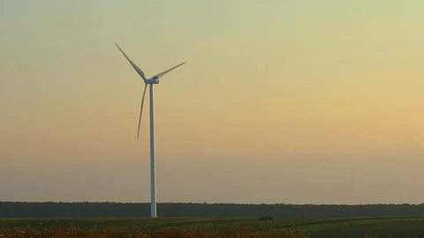 Wind mill in the warm morning light Stock Footage 93368517