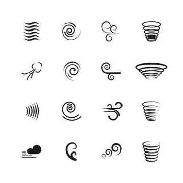 Wind, motion vector icons set Stock Illustration