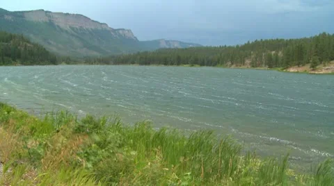 Wind at a mountain lake in the Rocky Mountains. Stock Footage