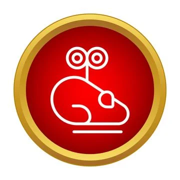 Wind up mouse toy icon on red circle background Stock Illustration