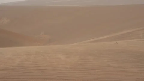 Wind moving sands around in a stormy day in desert Stock Footage 140695998