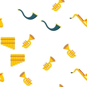 Wind Musical Instruments Vector Seamless Pattern Illustrazione stock