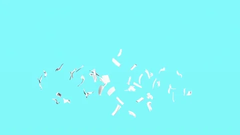 The wind in the office blows the sheets of white paper off the blue background. Stock Footage 138742209