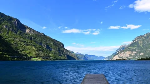 Wind over lake and mountains. Clouds. Stock Footage 64992333