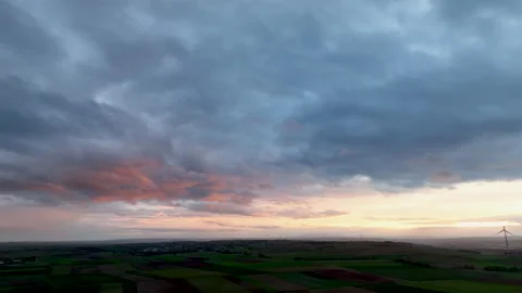 Wind park and dramatic sky at dusk Stock-Footage 221093246