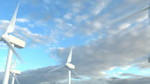 Wind Park. Wind Turbines Spinning In The Wind Generating Renewable Green Energy. Stock Footage 274099921