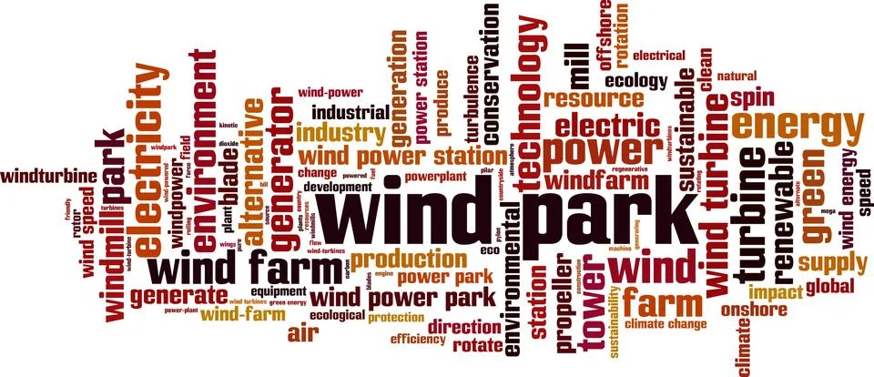 Wind park word cloud Ilustração Stock