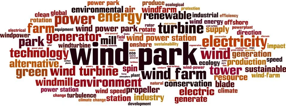 Wind park word cloud Stock Illustration