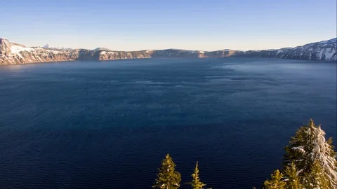 Wind Patterns Across Crater Lake in Winter Timelapse, Oregon, USA Stock Footage 104206967