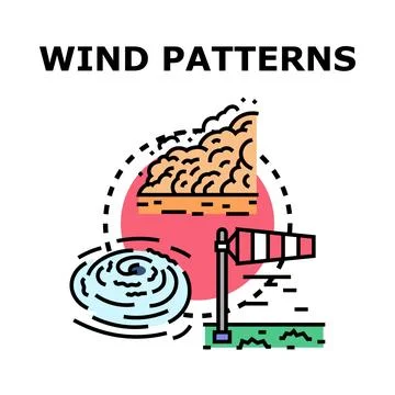 Wind patterns concept vector illustration with different elements 库存插图
