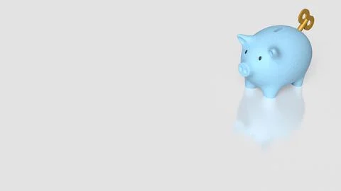 Wind Up Piggy Bank for Smart Saving and Financial Growth 3d render.. Stock Illustration