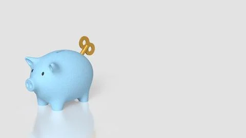 Wind Up Piggy Bank for Smart Saving and Financial Growth 3d render.. Stock Illustration