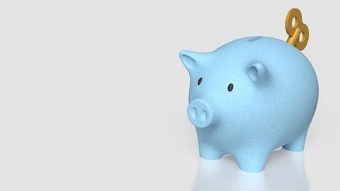 Wind Up Piggy Bank for Smart Saving and Financial Growth 3d render.. Stock Illustration