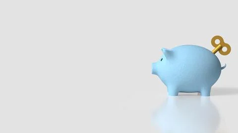 Wind Up Piggy Bank for Smart Saving and Financial Growth 3d render.. Stock Illustration