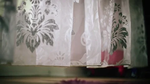 The wind is playing with the drapes. Stock Footage 70354831