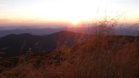 Wind plays grass in mountains Stock Footage 95090366