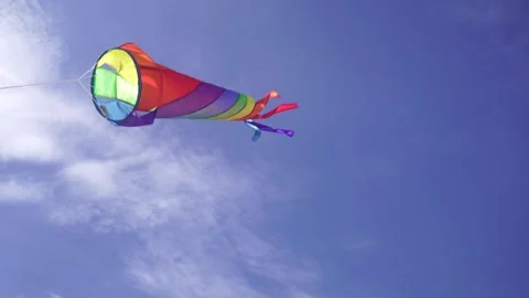 Wind Plays with Rainbow Wind Sleeve. Video stock 308738214
