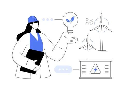 Wind power abstract concept vector illustration. Stock Illustration