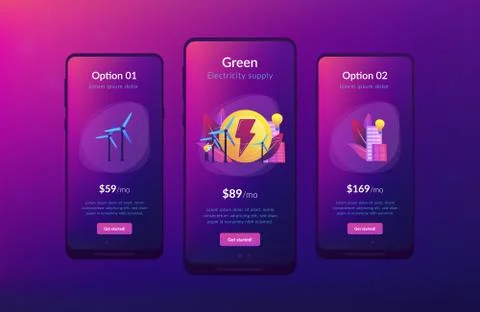 Wind power app interface template. Stock Illustration