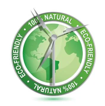 Wind power eco-friendly sign and symbol isolated over a white background Ilustração Stock