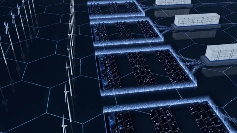 Wind power energy technology network distribution planning Video stock 321278873