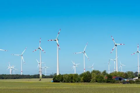 Wind power in the fields in Germany Stock Photos