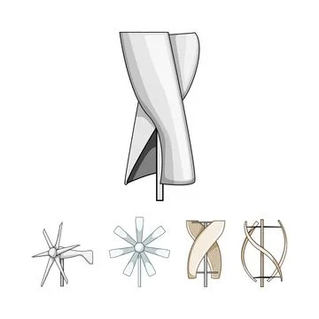 Wind power generating turbine types for renewable energy production Stock Illustration