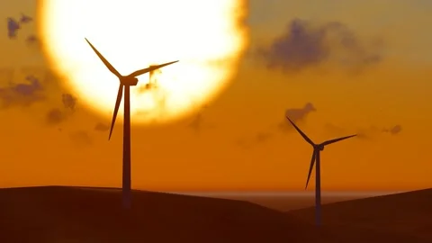 Wind power generation and big windmills in Gobi desert slow motion Stock Footage 273861128