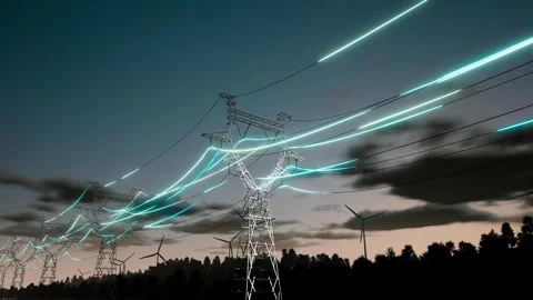 Wind power generation and high-voltage power grid Video stock 313814299
