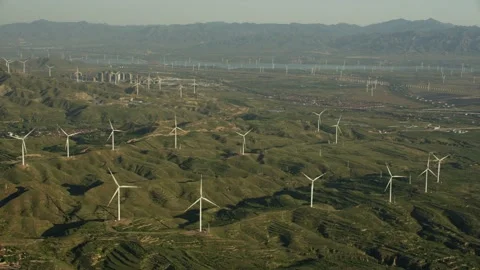 Wind power generation for Beijing Winter Olympics Stock Footage 171370872
