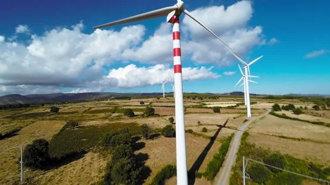 Wind power generation center in a field Stock Footage 281367600