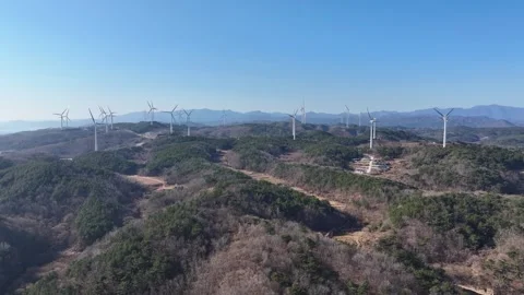 Wind Power Generation Complex Yeongdeok Gun Gyeongsangbuk Do Korea 01 Stock-Footage 262504844