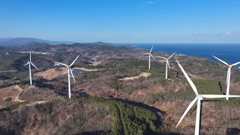 Wind Power Generation Complex Yeongdeok Gun Gyeongsangbuk Do Korea 03 Stock-Footage 262505007