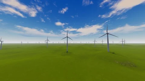 Wind power generation on the grassland time lapse Stock Footage 288172473