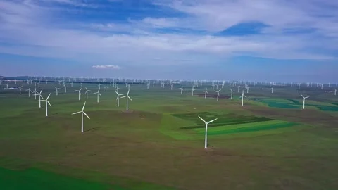 Wind power generation in grasslands and hills slow motion Stock Footage 327472954