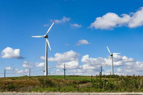 Wind power generation station, using the wind, highlighting the large capture Stock Photos