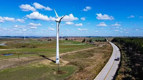 Wind power generation station, using the wind, highlighting the large capture Foto stock