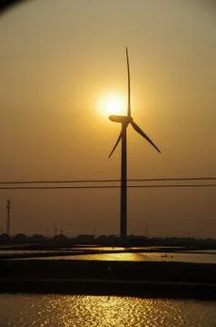 Wind Power Generation in the Sunset Foto stock