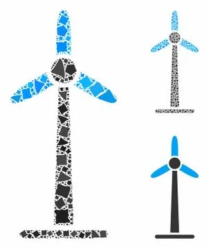 Wind power generator Mosaic Icon of Rough Elements Stock Illustration