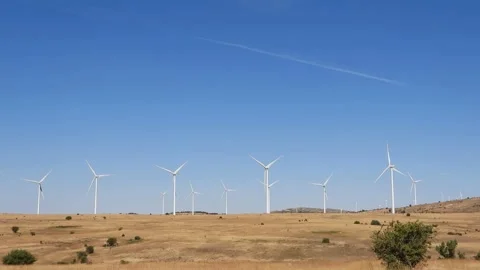 Wind-power generator on the plain Stock Footage 152932627