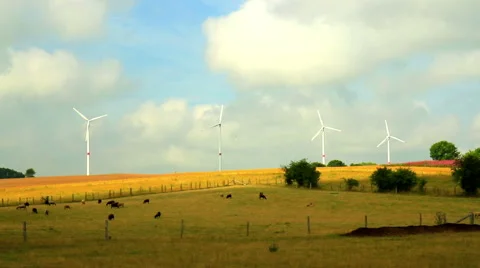 Wind power generators in Belgian countryside Stock Footage 52887062