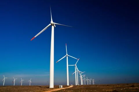 Wind power generators on blue sky Stock-Fotos