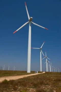 Wind power generators in the bulgaria Stock Photos