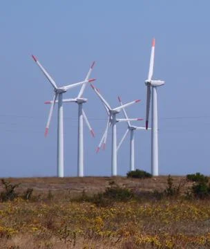 Wind power generators in the bulgaria Stock Photos