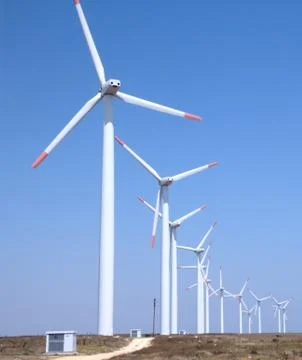 Wind power generators in the bulgaria Stock Photos