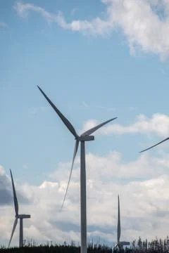 Wind-power generators on the hill close to highway 97c. Stock Photos